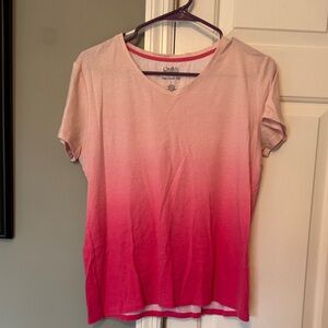 croft & barrow Pink Ombre V-Neck Short Sleeve Tee Shirt